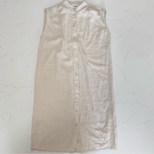 Calvin Klein Sleeveless Button-Down Dress in Cream